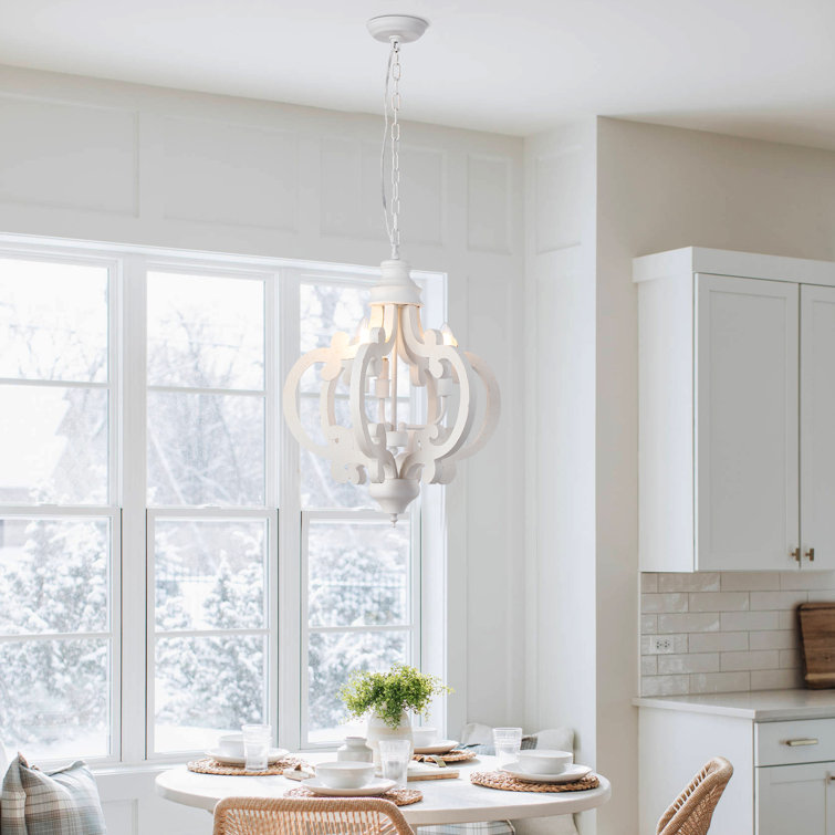 Distressed top white chandelier